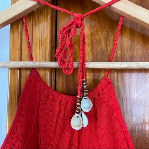 Free people red festival top halter backless - Picture 2 of 9